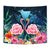 Kanaka Flamingo Couple Rose Hibiscus Plumeria Tapestry - Love Universe - AH Wall Tapestry Galaxy - Polynesian Pride