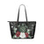 Personalized - Hawaii Turtle Hibiscus Plumeria Small Leather Tote Bag Black - Polynesian Pride