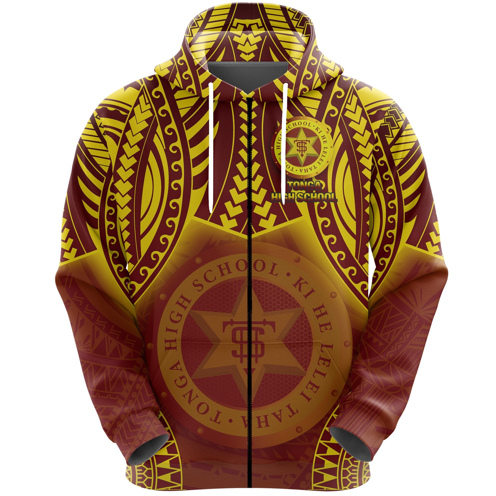 Tonga High School Zip Hoodie Simple Polynesian Unisex Brown - Polynesian Pride