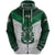 Aotearoa Rugby Zip Hoodie Maori Kiwi Unisex Green - Polynesian Pride