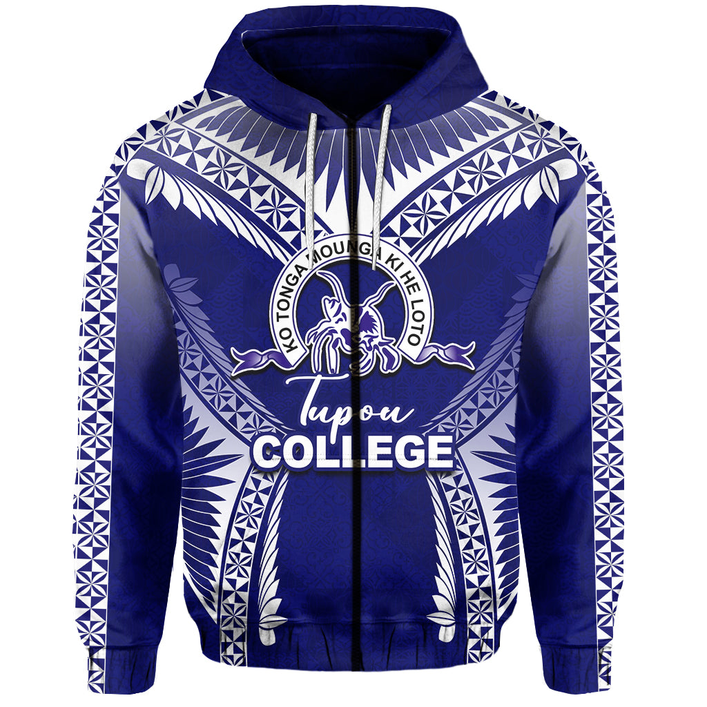 Custom Tupou College Zip Hoodie Blue Style LT6 Unisex Blue - Polynesian Pride