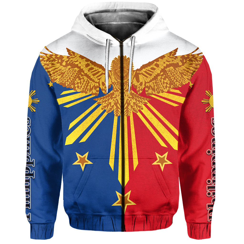 Custom Philippines Zip Hoodie Eagle LT6 Zip Hoodie Blue - Polynesian Pride