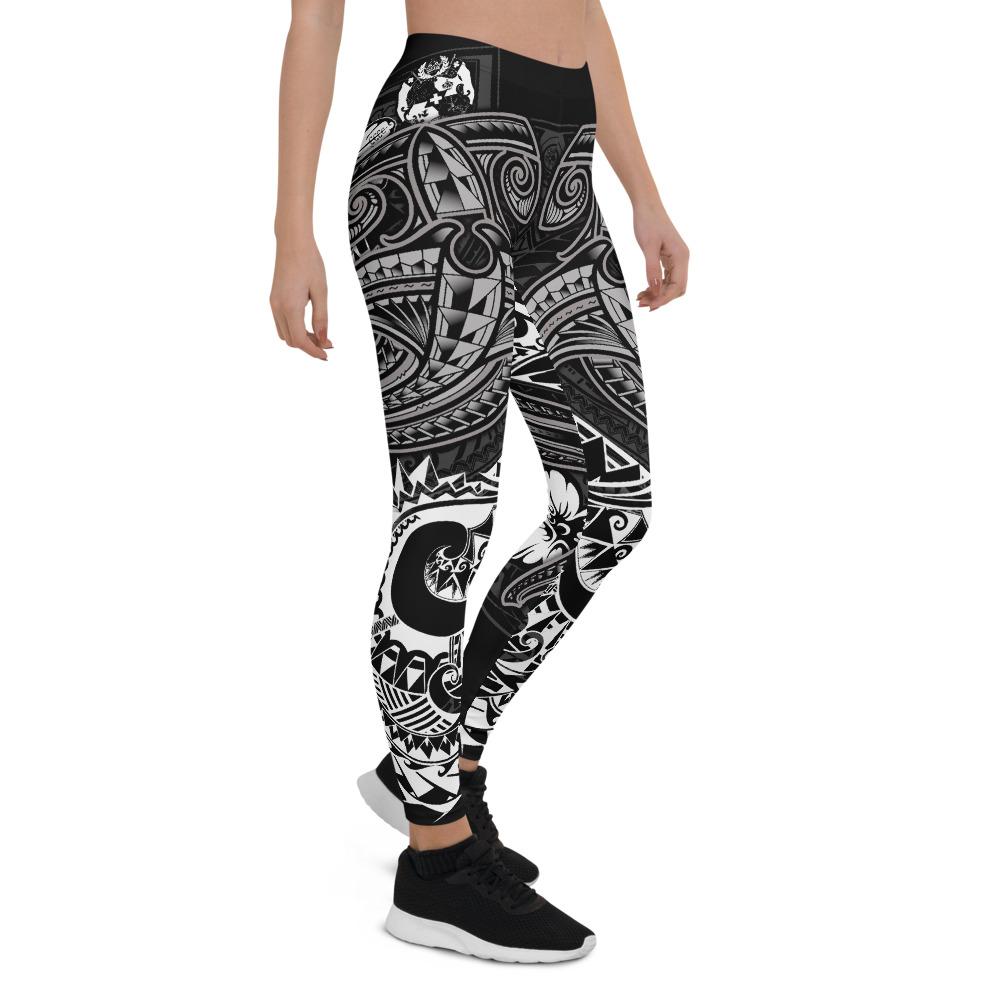 Tonga Leggings - White Shark Polynesian Tattoo White - Polynesian Pride