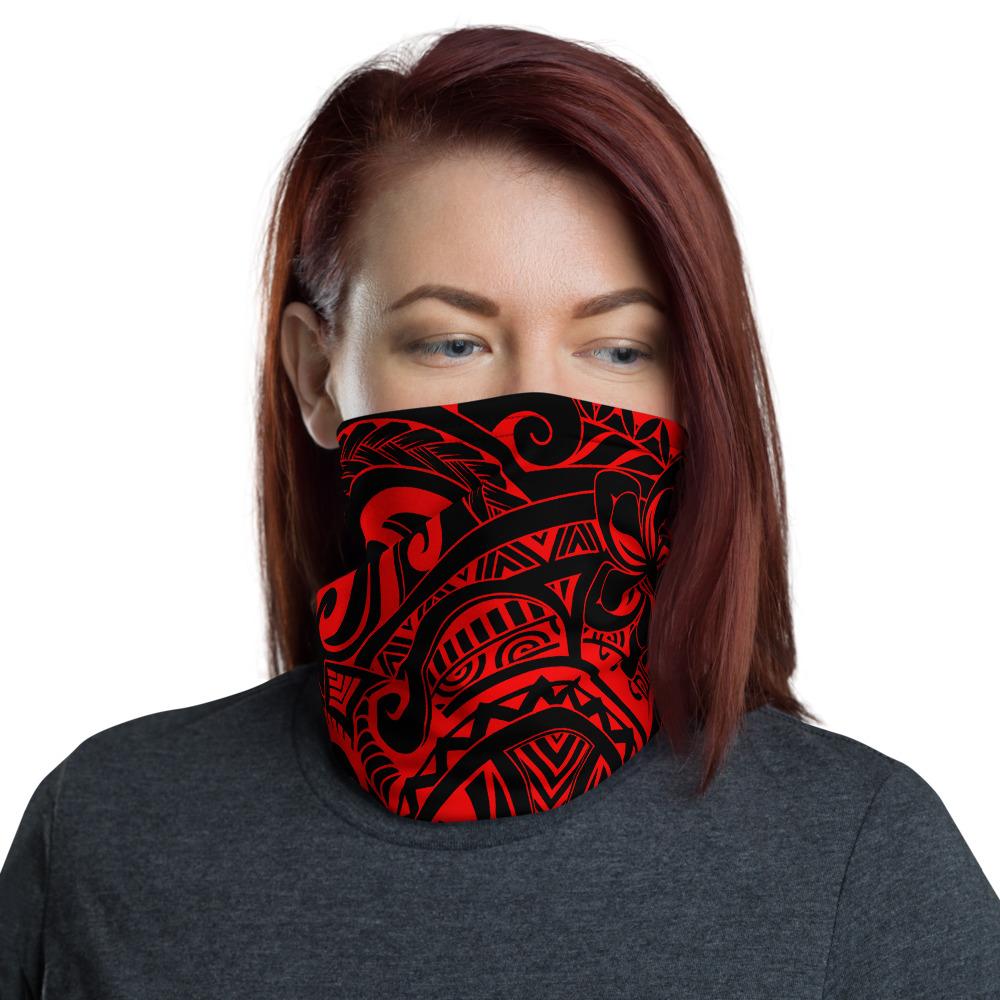 Hawaiian Bandana - Polynesian Plumeria Tribe Red Neck Gaiter One Size Art - Polynesian Pride