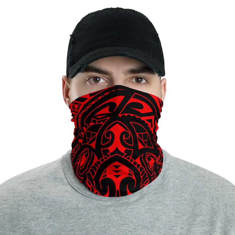 Hawaiian Bandana Turtle Red Unisex Neck Gaiter One Size Black - Polynesian Pride