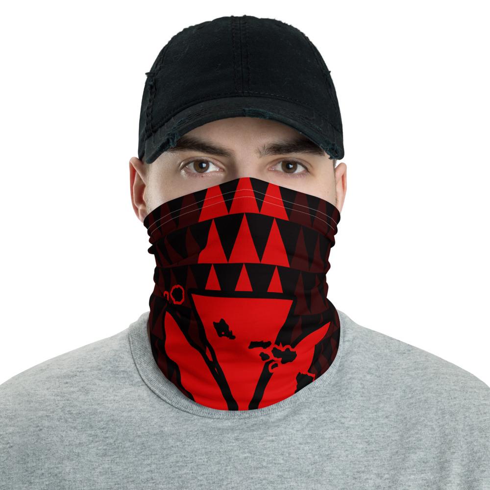 Hawaii Kanaka Map Kakau Neck Gaiter - Red One Size Red - Polynesian Pride