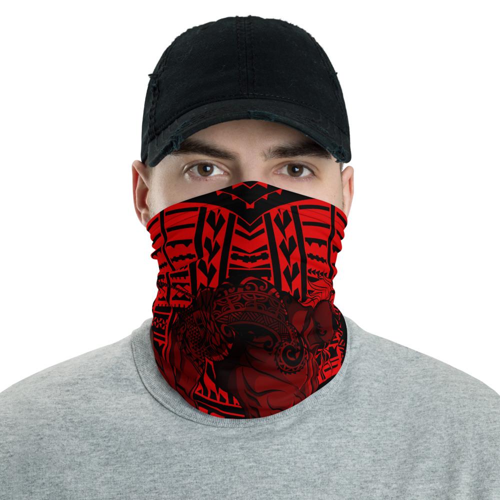 Hawaiian Bandana Polynesian Warrior Kanaka Anchor Neck Gaiter - AH - Red One Size Red - Polynesian Pride