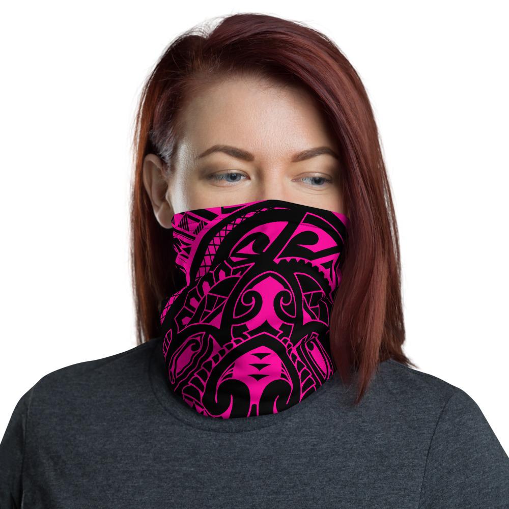 Hawaiian Bandana Turtle Pink Unisex Neck Gaiter One Size Black - Polynesian Pride