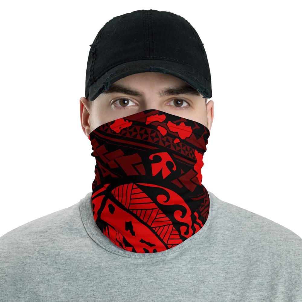 Hawaiian Bandana Map Polynesian Turtle Neck Gaiter - AH - Red One Size Red - Polynesian Pride