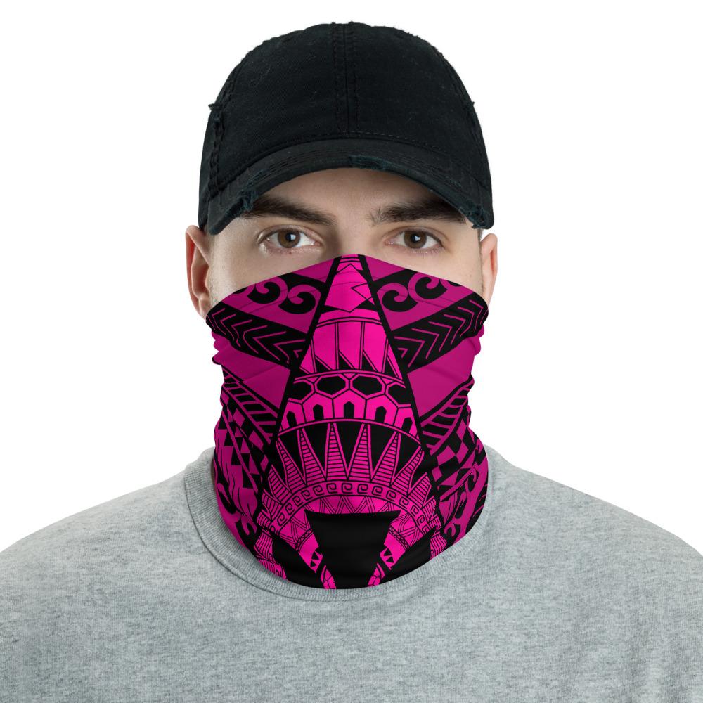 Hawaiian Bandana Kakau Kanaka Anchor Neck Gaiter - Triangle Style - AH - Pink One Size Pink - Polynesian Pride