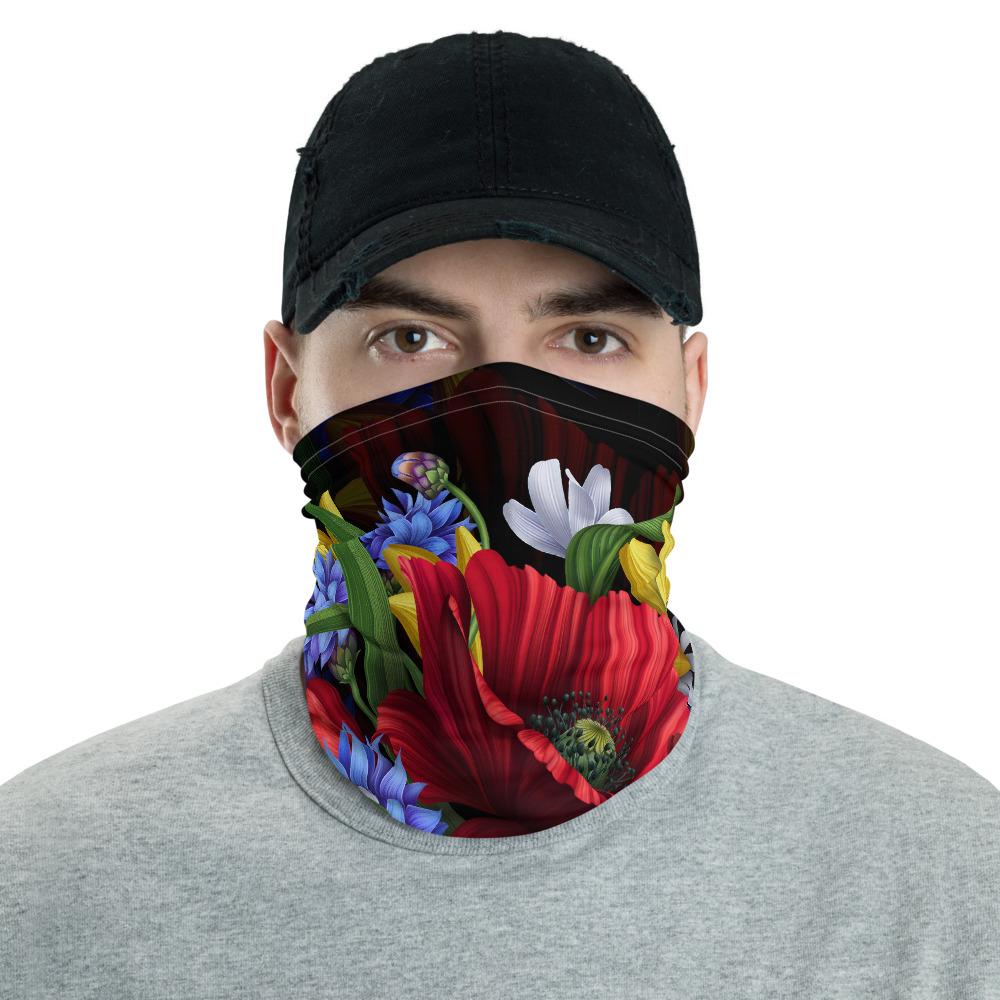 Hawaiian Bandana - Hibiscus Flower Beautiful Neck Gaiter Black One Size - Polynesian Pride