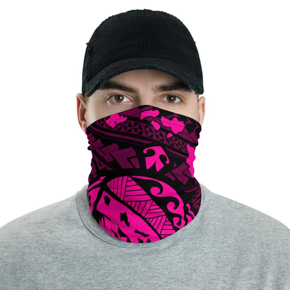 Hawaiian Bandana Map Polynesian Turtle Neck Gaiter - AH - Pink One Size Pink - Polynesian Pride