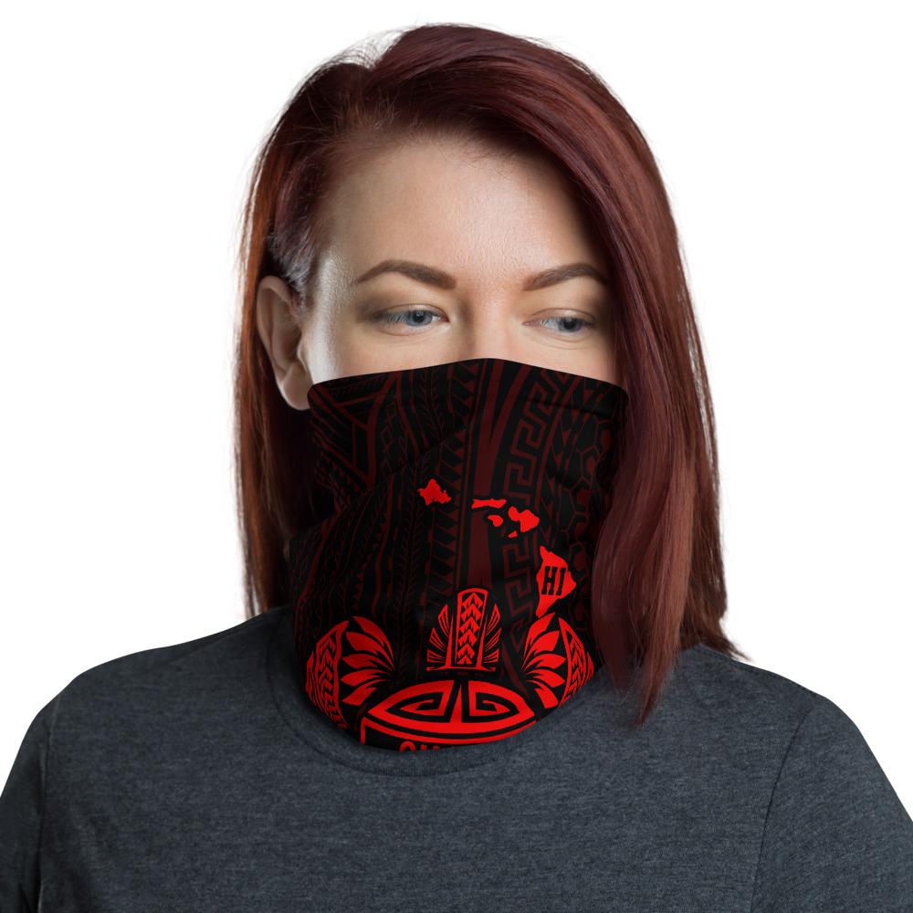 Hawaii Bandana Map Turtle Ohana Hibiscus Kakau Polynesian Neck Gaiter - Red Red One Size - Polynesian Pride