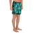 Polynesian Plumeria Mix Turquoise Black Men's Athletic Long Shorts - Polynesian Pride