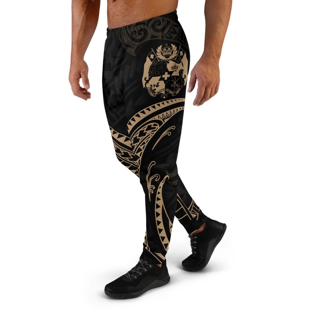 Tonga Polynesian Sweatpant - Gold Tribal Wave XS Black - Polynesian Pride