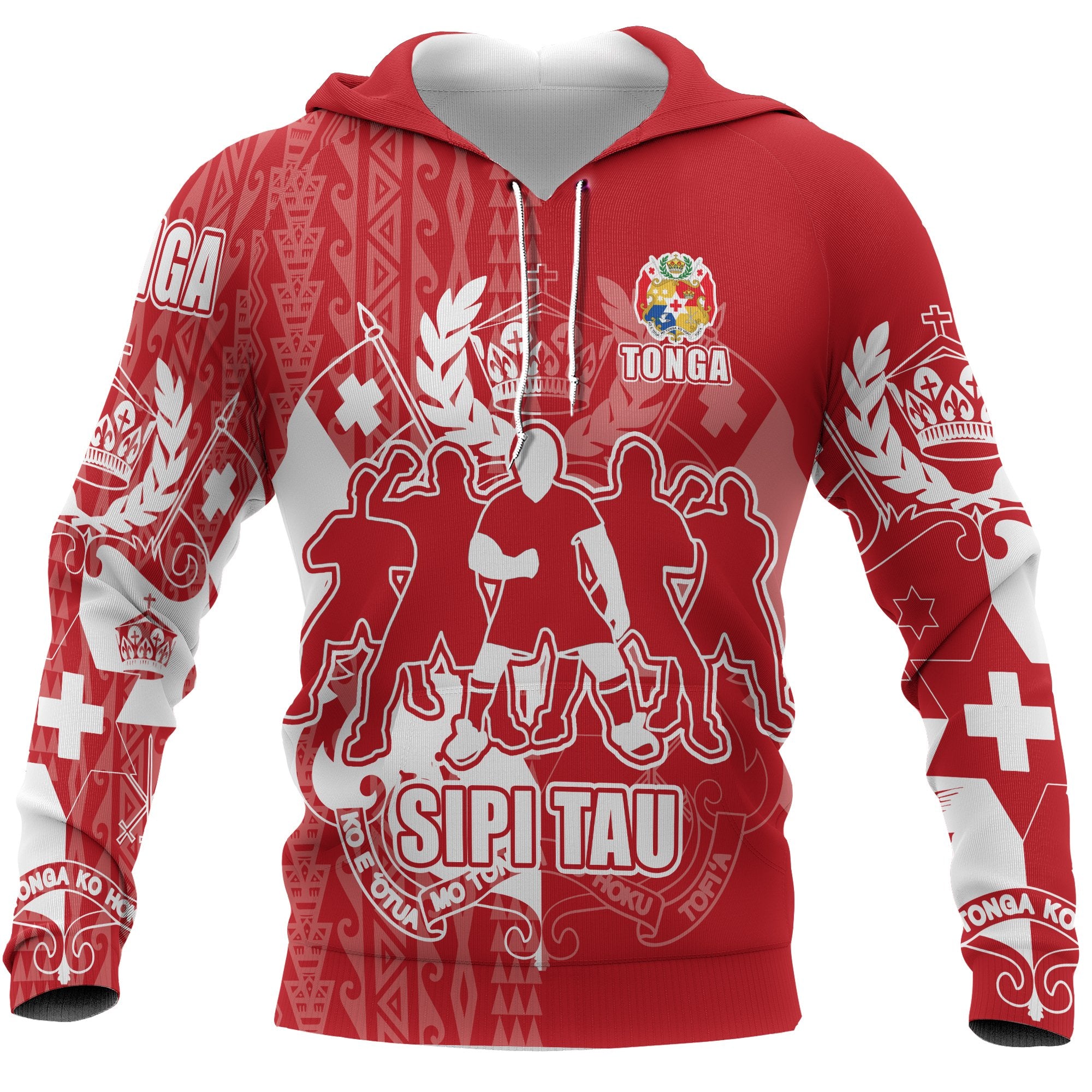 Tonga Hoodie Sipi Tau Dance Unisex Red - Polynesian Pride