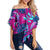 Hawaii Tropical Leaf Off Shoulder Waist Wrap Top - Luxury - AH Female Purple - Polynesian Pride