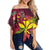 Kanaka Map Turtle Hibiscus Off Shoulder Waist Wrap Top - Red Velvet - AH Female Red - Polynesian Pride