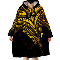 Nauru Gold Color Cross Style Wearable Blanket Hoodie LT9 - Polynesian Pride