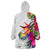 Nauru Hibiscus Polynesian White pattern Wearable Blanket Hoodie LT9 - Polynesian Pride