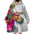 Nauru Hibiscus Polynesian White pattern Wearable Blanket Hoodie LT9 - Polynesian Pride