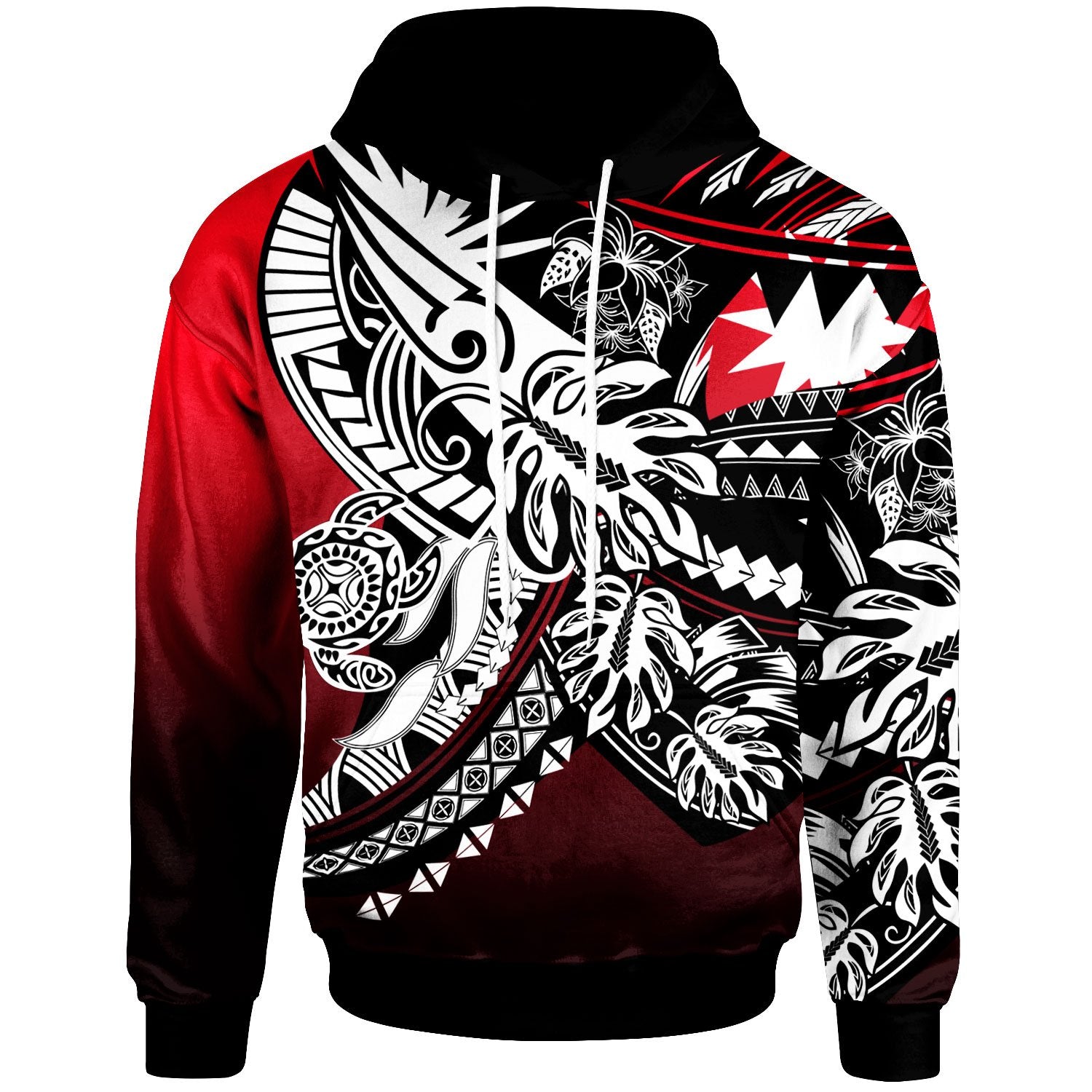 Nauru Hoodie Tribal Jungle Pattern Red Color Unisex Red - Polynesian Pride