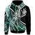 New Caledonia Zip up Hoodie Tribal Flower Special Pattern Green Color Unisex Green - Polynesian Pride