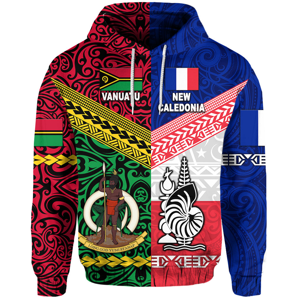 Custom Vanuatu New Caledonia Flag Style Hoodie Together LT8 - Polynesian Pride