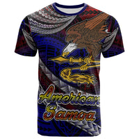 American Samoa T Shirt Custom American Samoa Eagle With Polynesian Patterns T Shirt LT10 Blue - Polynesian Pride