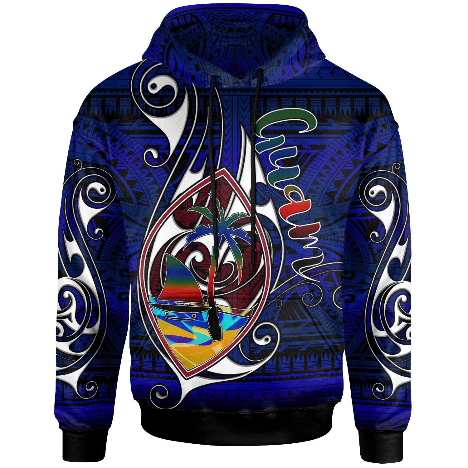 Guam Hoodie Custom Guam Independence Day With Hook Polynesian Patterns LT10 Blue - Polynesian Pride