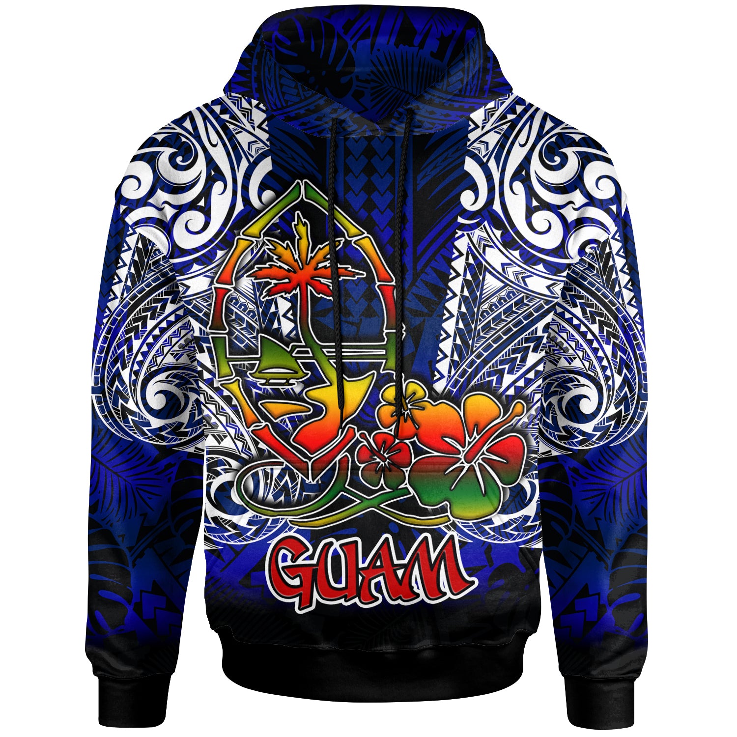 Guam Hoodie Custom Guam Independence Day With Polynesian Tattoo Patterns LT10 Blue - Polynesian Pride