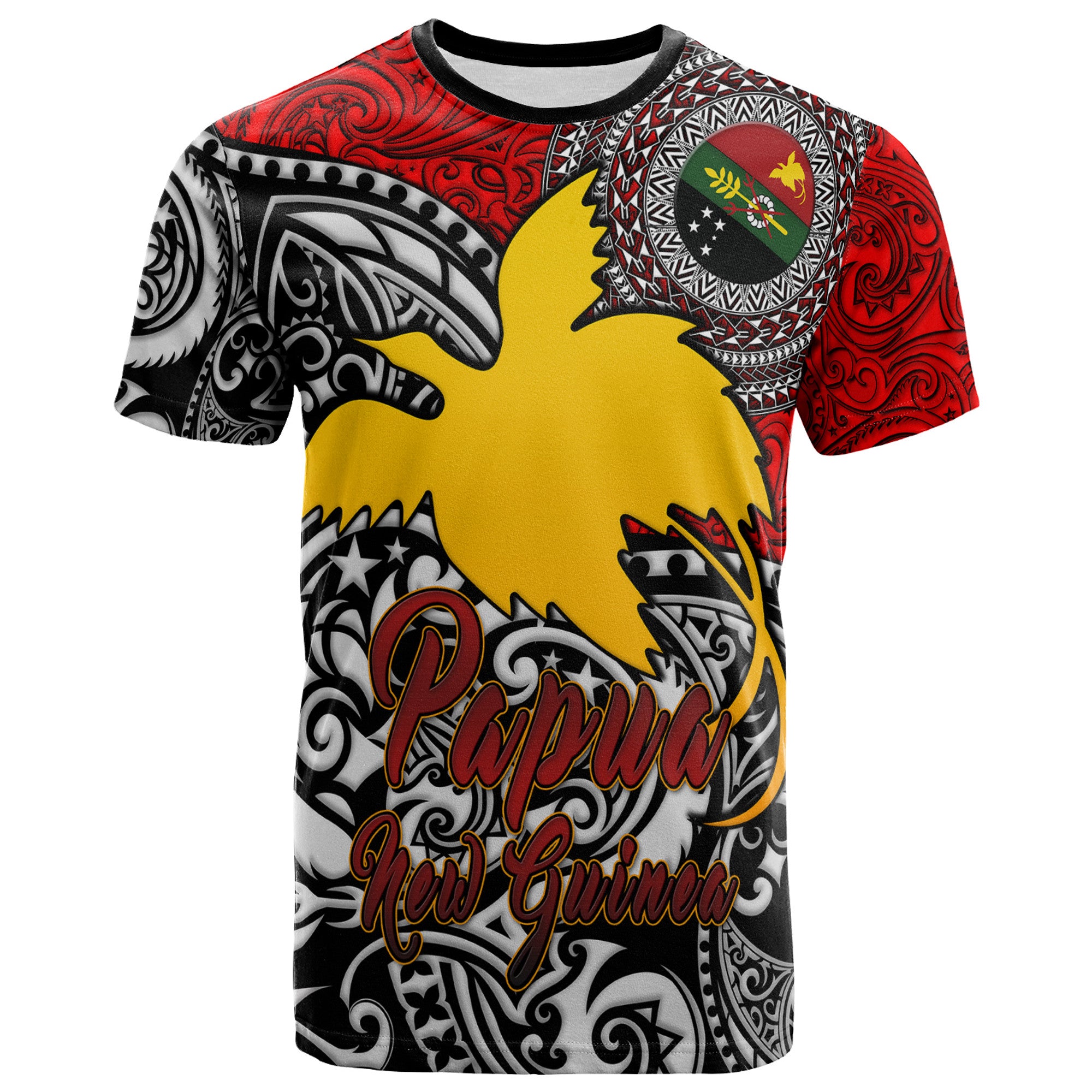 Papua New Guinea T shirt Custom Chimbu Of Papua New Guinea With Polynesian Patterns T shirt Red - Polynesian Pride