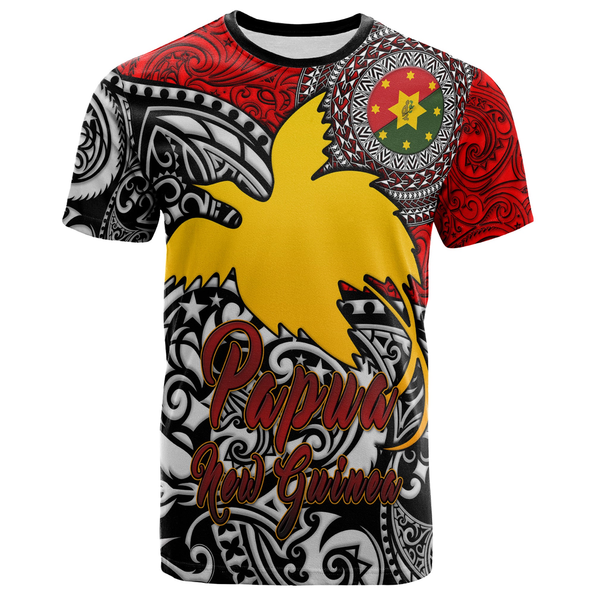 Papua New Guinea T shirt Custom Eastern Highlands Of Papua New Guinea With Polynesian Patterns T shirt Red - Polynesian Pride