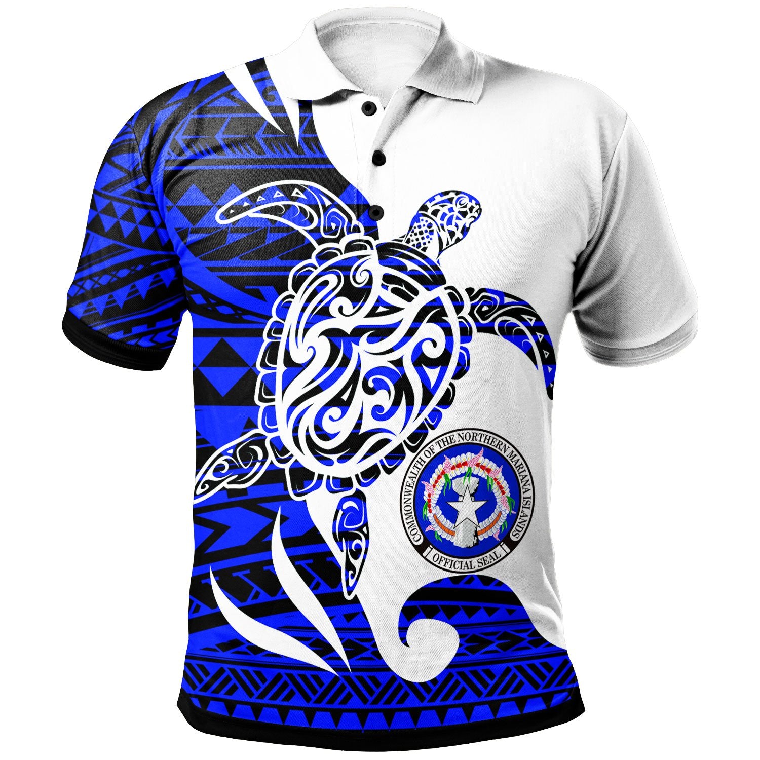 Northern Mariana Islands Custom Polo Shirt Mega Turtle Unisex Black - Polynesian Pride