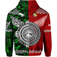 New Zealand Tonga Hoodie Maori and Polynesian Together Green LT8 - Polynesian Pride