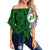 (Personalised) Hawaii - Pahoa High Tribal Kakau Off Shoulder Waist Wrap Top AH Female Green - Polynesian Pride