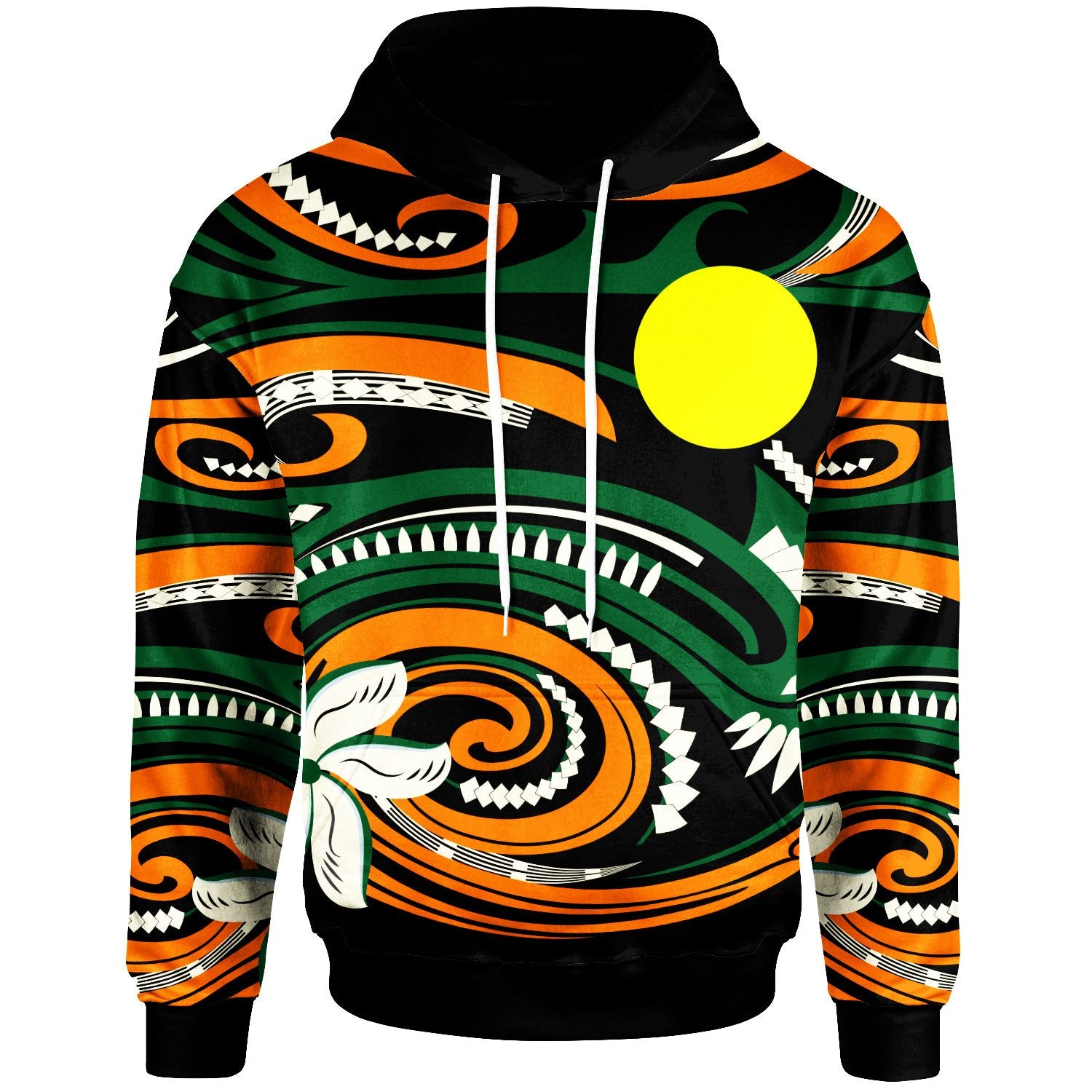 Palau Hoodie Vortex Style Unisex Green Orange - Polynesian Pride