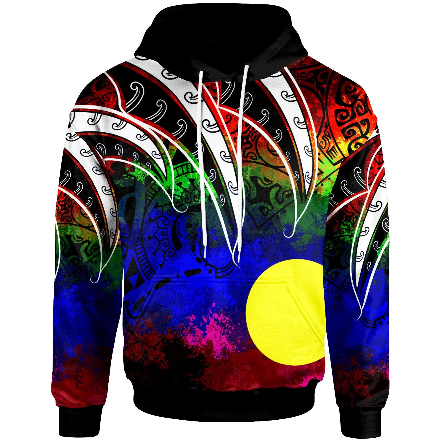 Palau Hoodie Tropical Leaf Rainbow Color Unisex Rainbow - Polynesian Pride