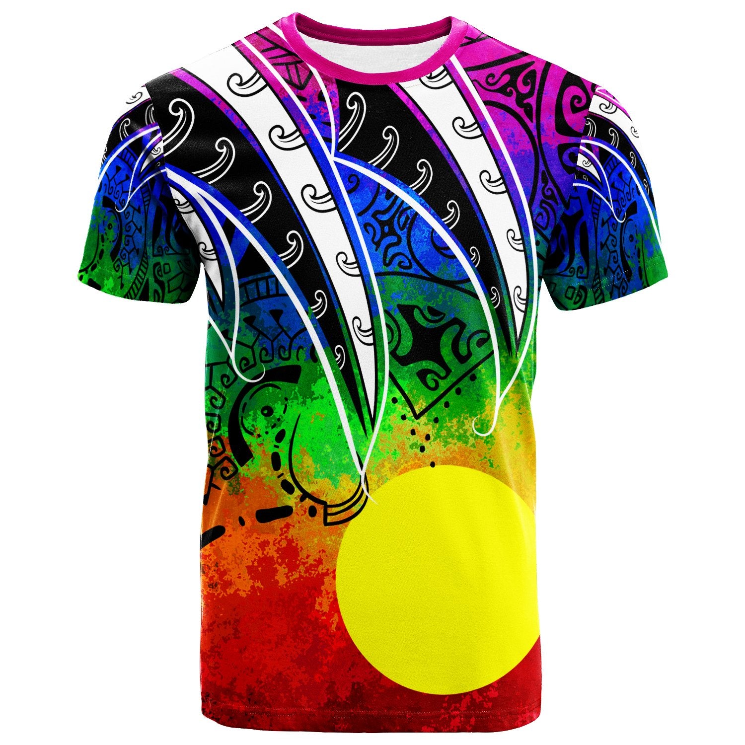 Palau T Shirt Tropical Leaf Rainbow Color Unisex Rainbow Color - Polynesian Pride