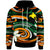 Papua New Guinea Hoodie Vortex Style Unisex Green Orange - Polynesian Pride