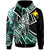 Papua New Guinea Zip Hoodie Tribal Flower Special Pattern Green Color Unisex Green - Polynesian Pride