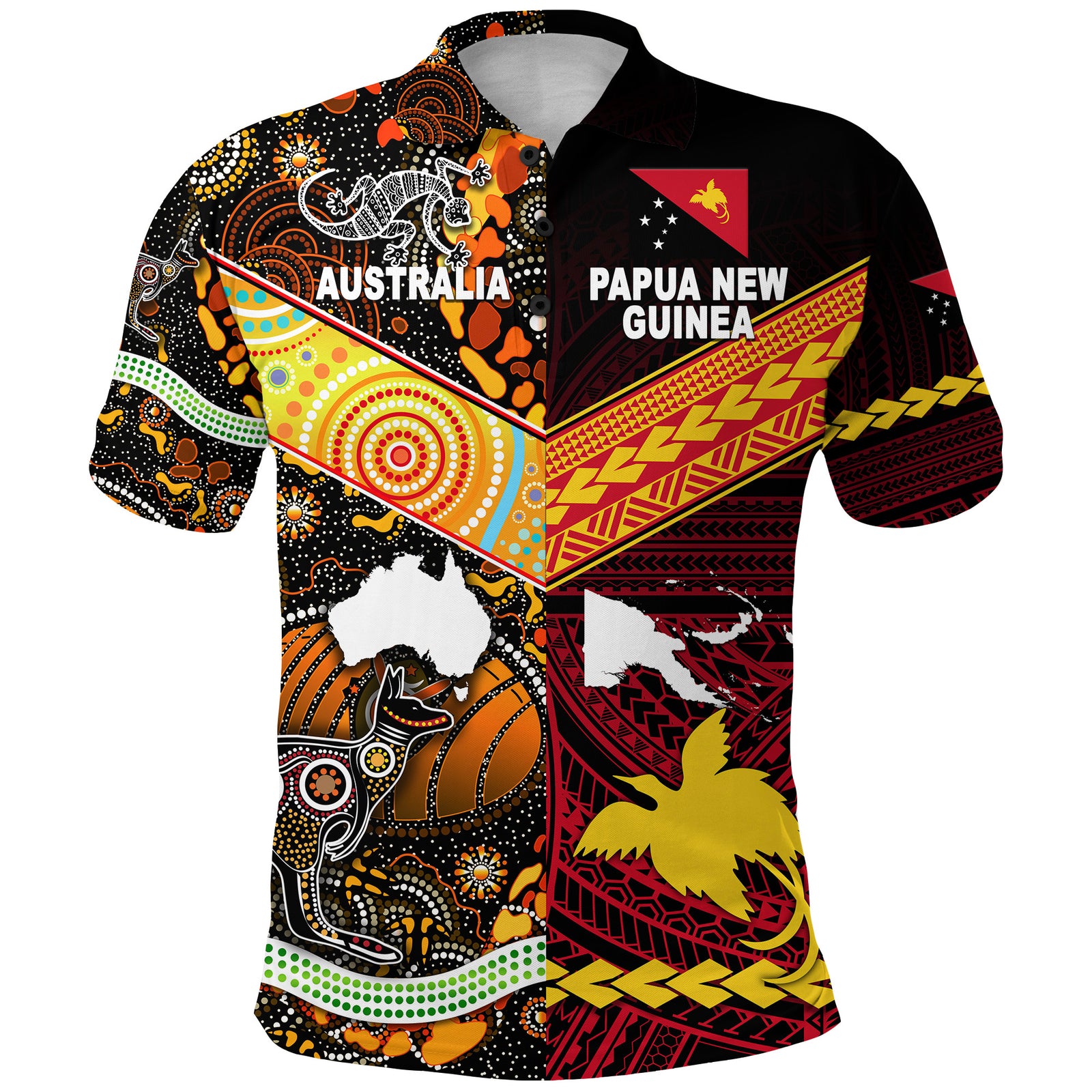 Papua New Guinea Australia Polo Shirt - Polynesian and Aboriginal Together LT8 Red - Polynesian Pride