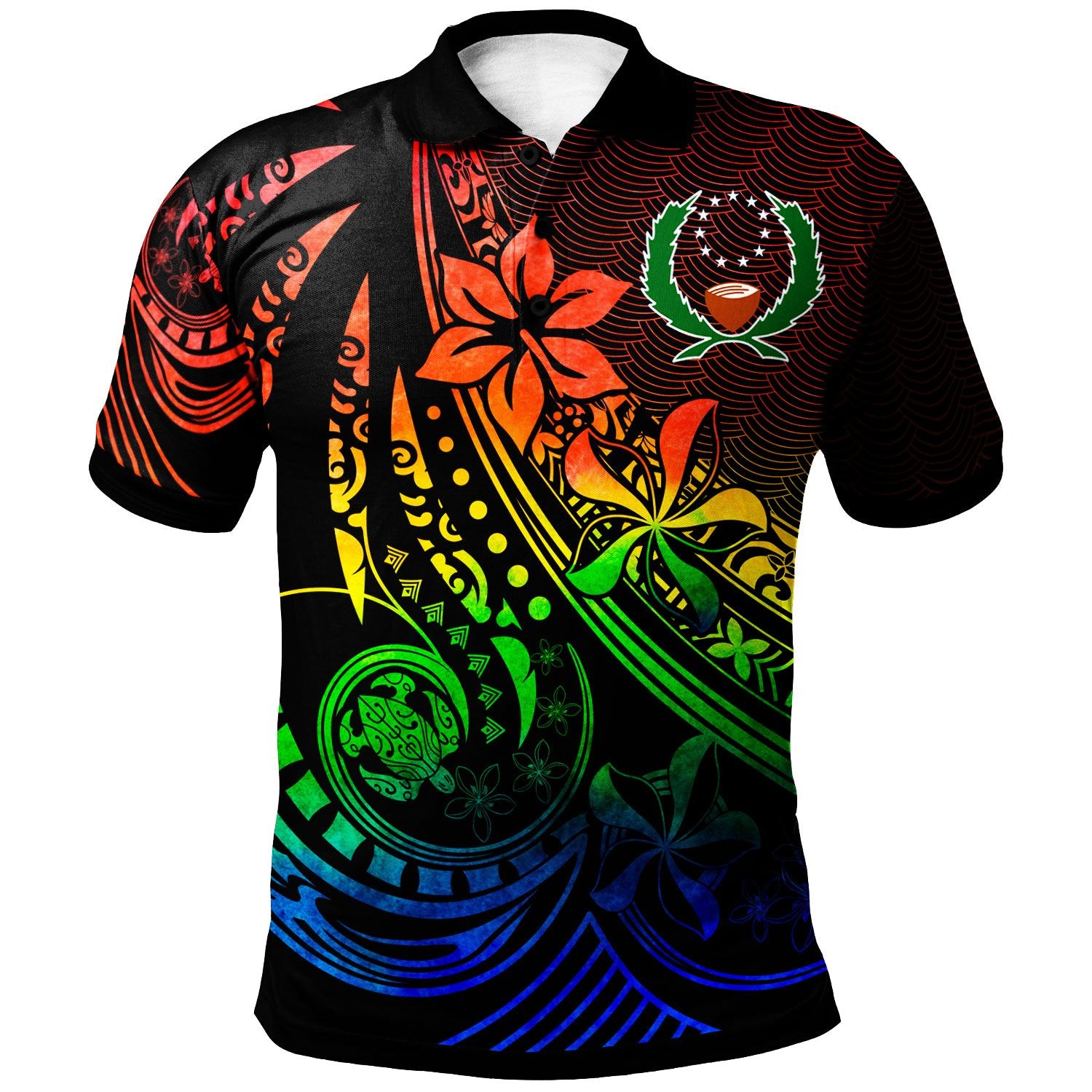 Pohnpei Polo Shirt The Flow Of The Ocean Rainbow Color Unisex Rainbow - Polynesian Pride