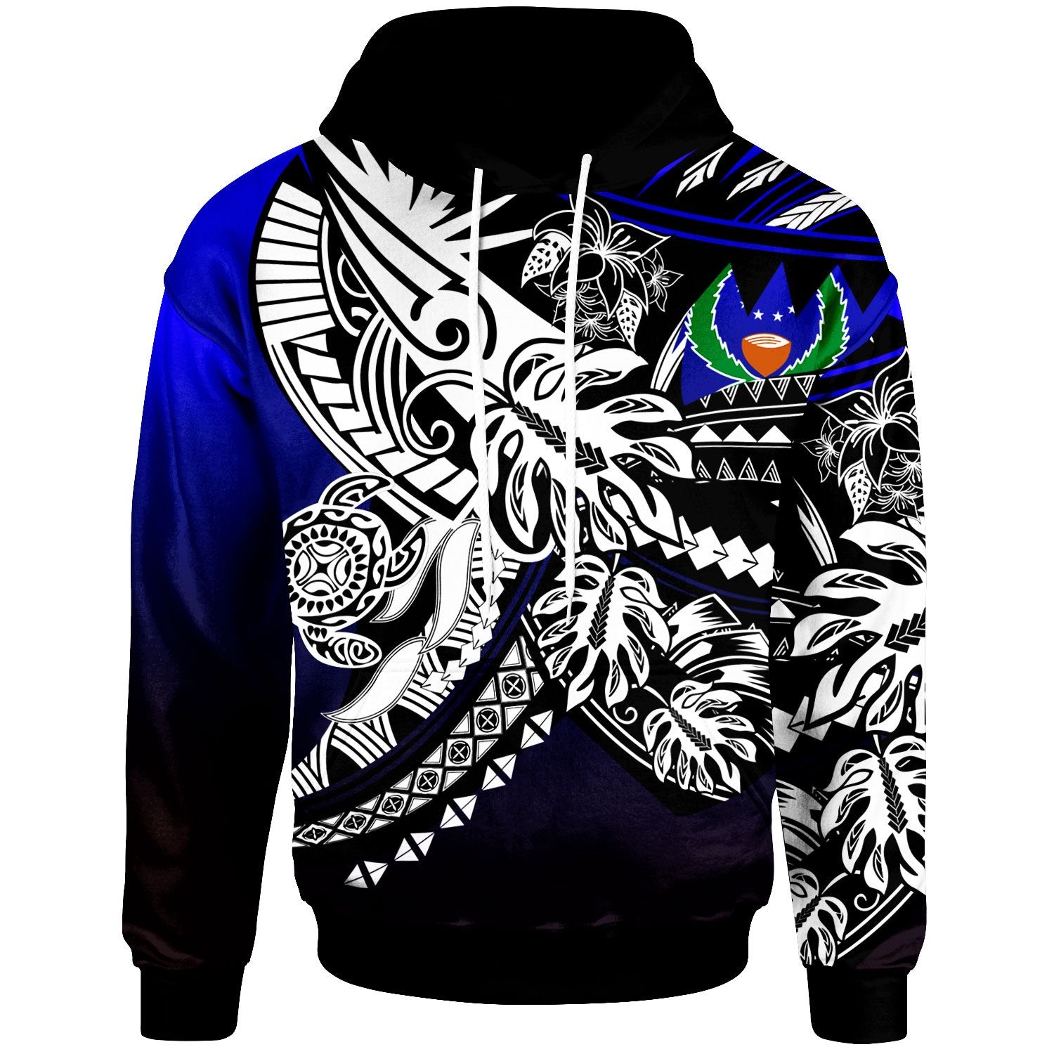 Pohnpei Hoodie Tribal Jungle Pattern Blue Color Unisex Blue - Polynesian Pride