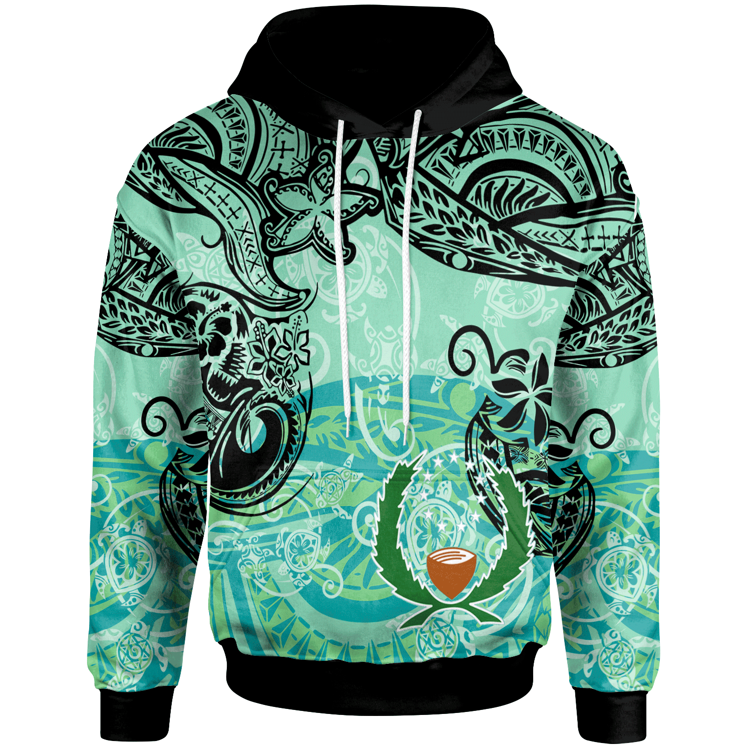 Pohnpei Hoodie Vintage Floral Pattern Green Color Unisex Green - Polynesian Pride