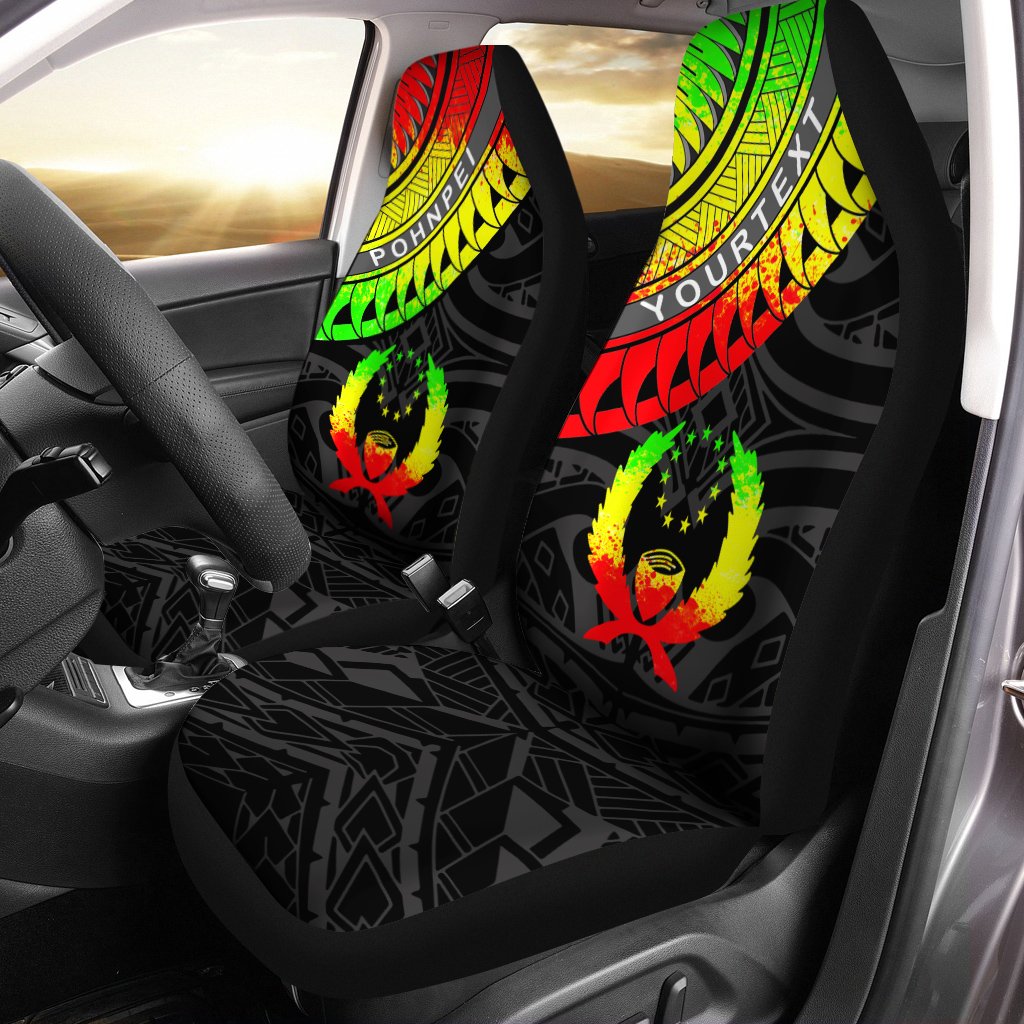 Pohnpei Custom Personalised Car Seat Covers - Ginger Lei Pattern Reggae Universal Fit Reggae - Polynesian Pride