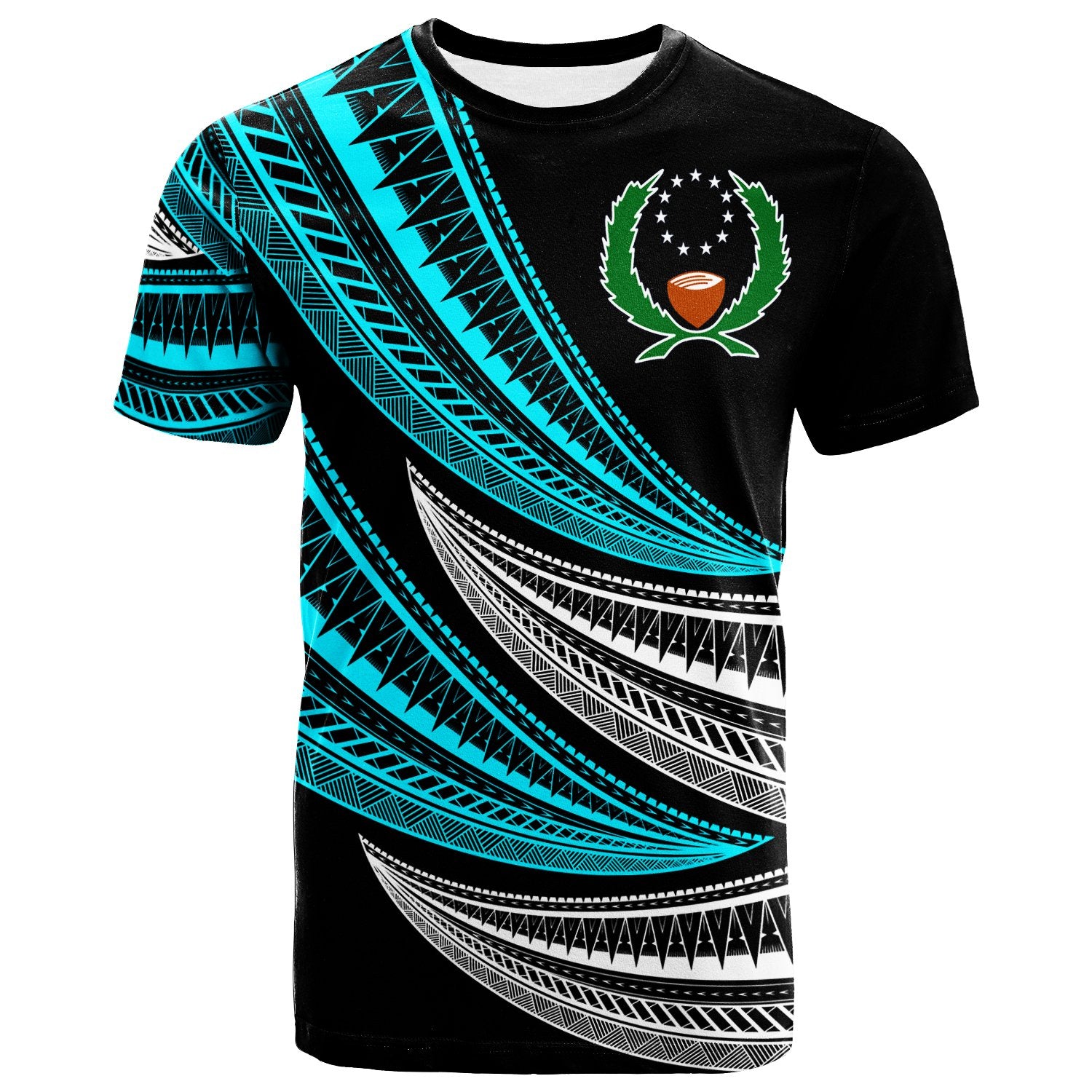 Pohnpei Custom T Shirt Wave Pattern Alternating Unisex Black - Polynesian Pride