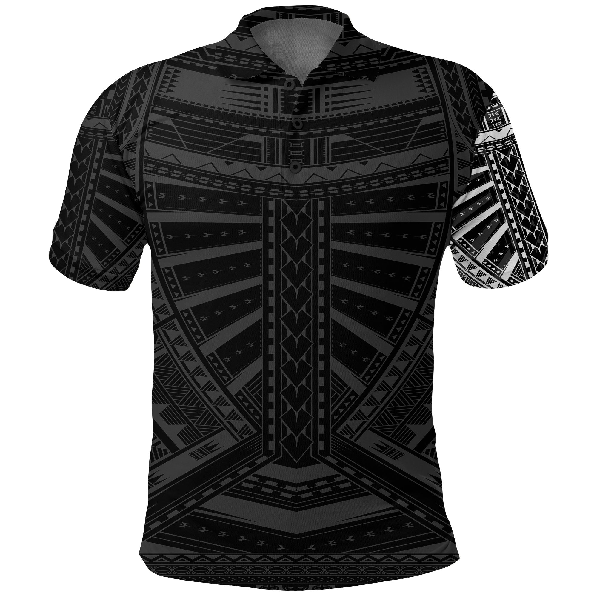 New Zealand Polo Shirt, Maori Samoan Polynesian Tattoo Golf Shirt White Unisex Black - Polynesian Pride