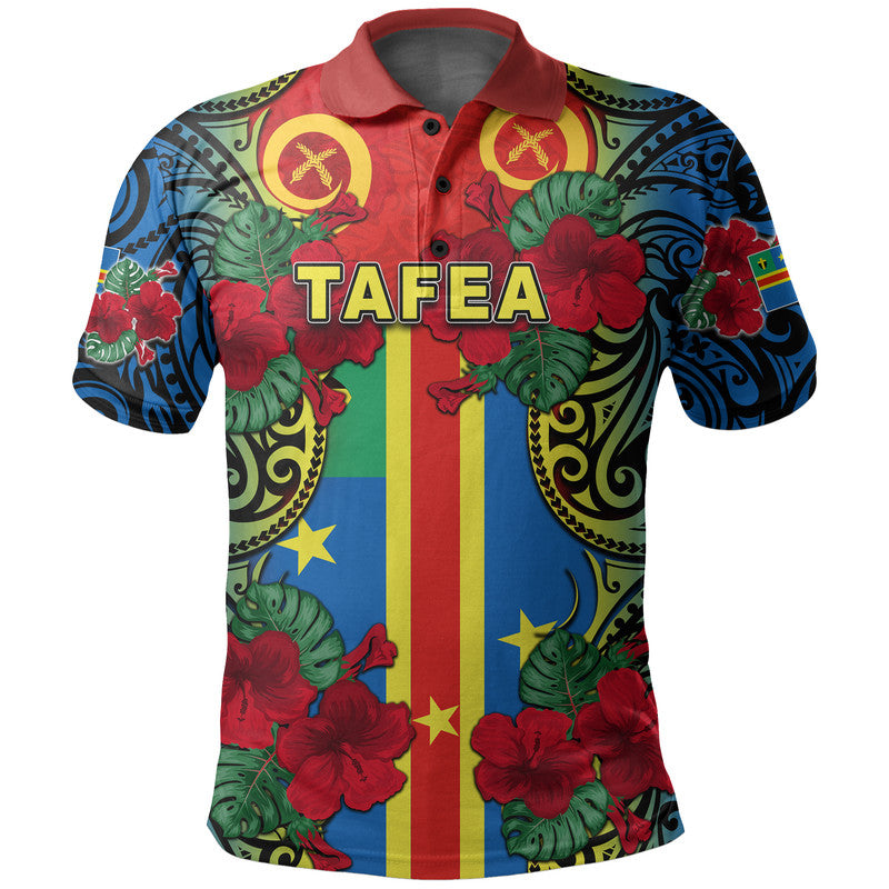Vanuatu Tafea and Hibiscus Polo Shirt LT6 Black - Polynesian Pride
