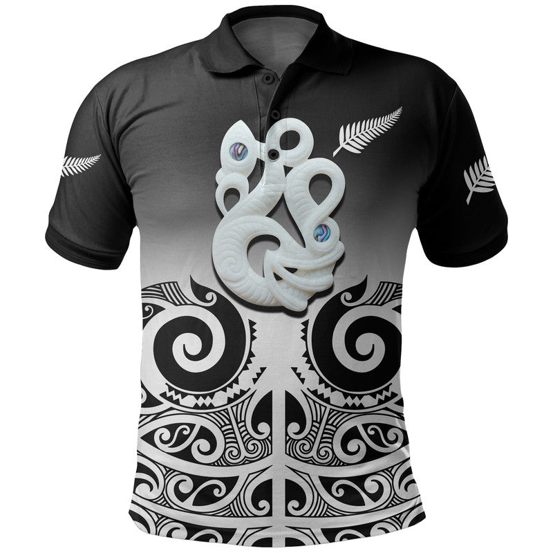 Custom New Zealand Rugby Polo Shirt Maori Manaia Black style LT6 Black - Polynesian Pride